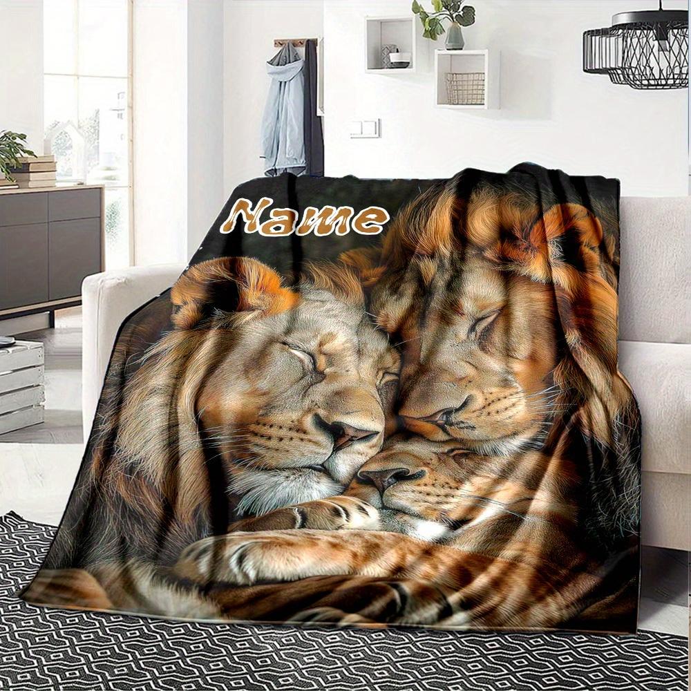 Lion Couple Home Customization Blankets Soft Cozy Lightweight Allseason Multipurpose Blanket For Picnics Sofas Offices Beds Living Rooms Suitable As