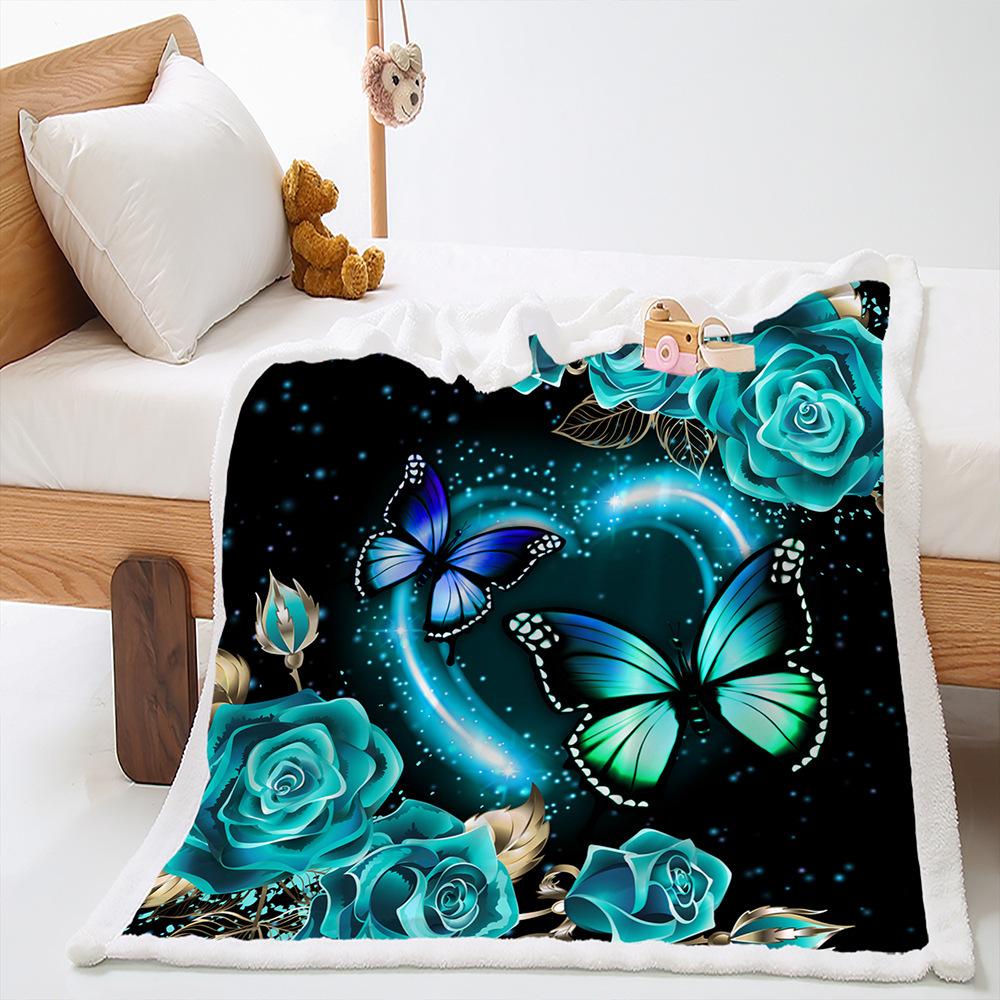 Blanket Butterfly Animal Flower Blanket Lamb Fleece Crystal Fleece Blanket Blanket Universal