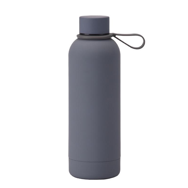 500 ml Edelstahl-Thermoskanne mit kleiner Öffnung, tragbare Outdoor-Sport-Wasserflasche mit Silikongriff, Kaffeetasse