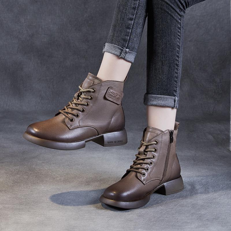 The first layer of cowhide short boots for women in the autumn and winter of 2025, the new retro leather British style Martin boots, and small leather