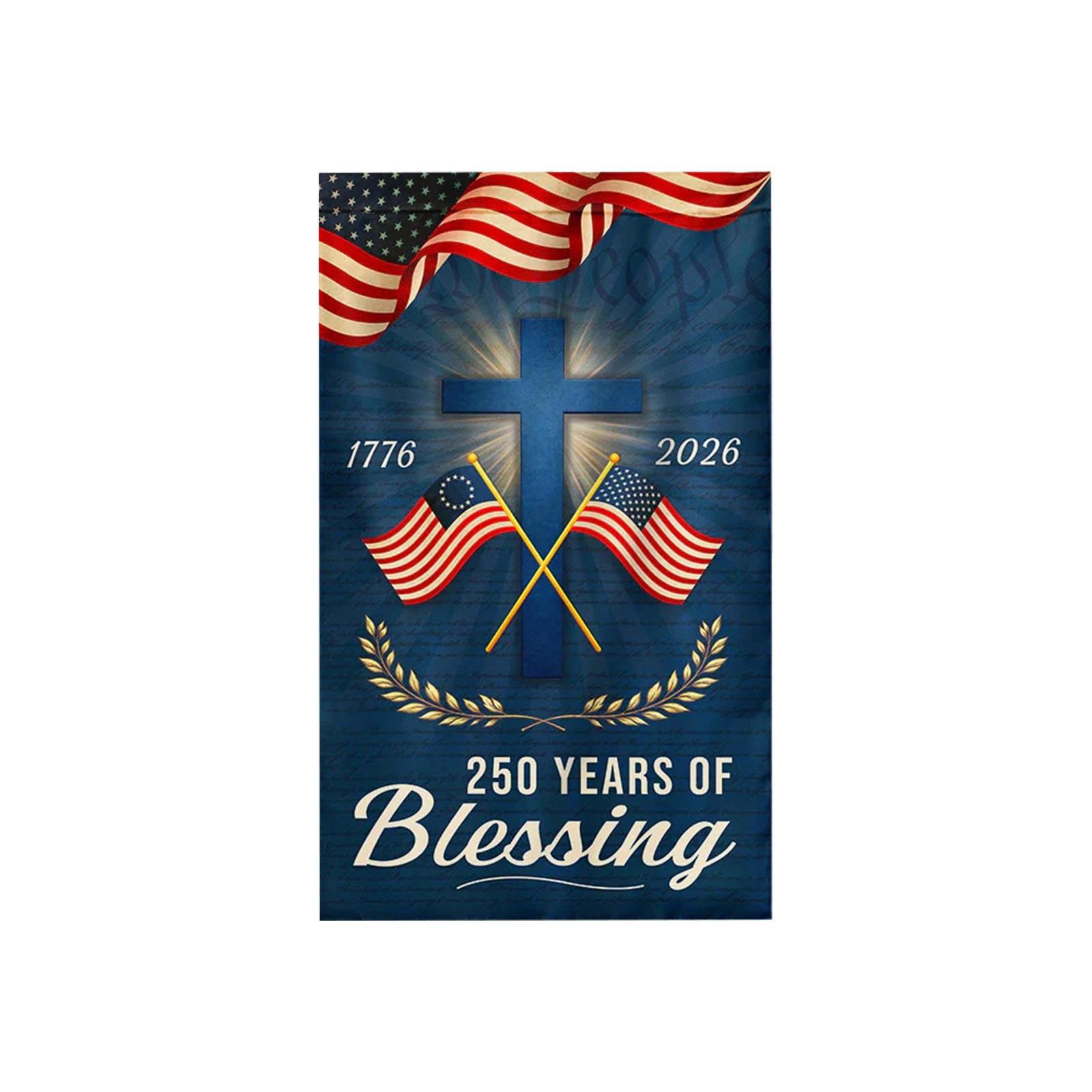 

250th Anniversary Garden Flag Single Sided 30X45cm Horse Design with Horseshoes and Stripes Pattern Outdoor Decorative Banner