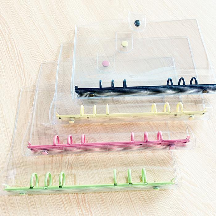 Wholesale A6 A5 Clear Soft PVC Notebook Binder Loose Leaf Bags Refillable Paper Translucent Binder Zipper Folders (Black,45P) чёрный