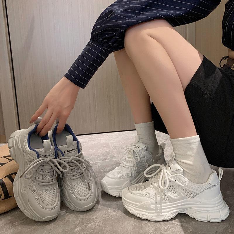 Dad shoes women's shoes 2025 new summer spring and autumn mesh shoes breathable mesh explosion thick-soled white shoes sports shoes