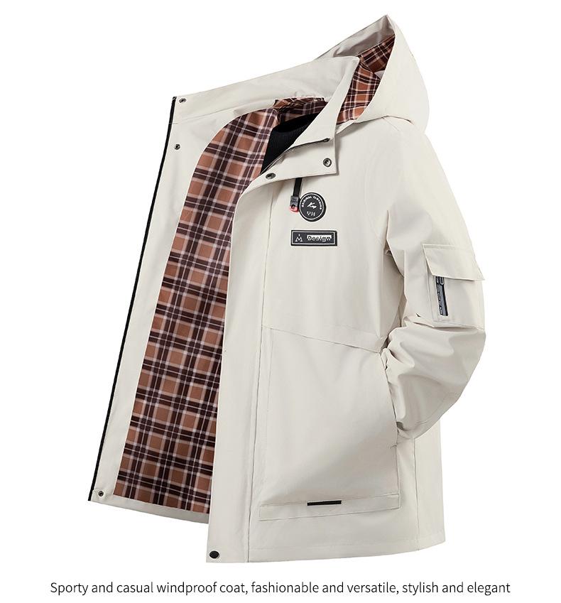 European Men's Casual Hooded Windbreaker Jacket with Detachable Hood, Plus Size.
