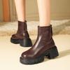Soft Leather Skinny Boots Platform Women's Fashion Short Boots Student Style Martin Boots Tide