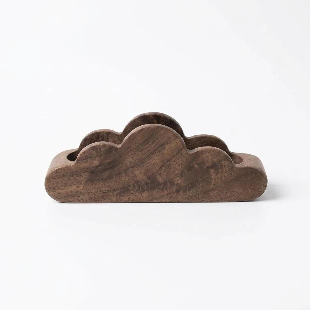 Solid Black Walnut Business Card Holder - Men's Desk Stand & Wooden Gift Box Storage