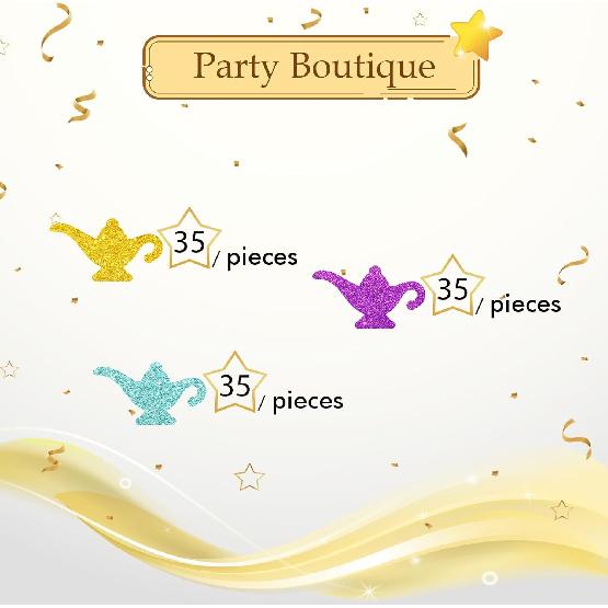 100pcs Genie Lamp Confetti, Gold Genie Lamp Table Confetti for Magical Birthday Party, Teapot Paper Scatters, Baby Shower/Magical World Themed Party