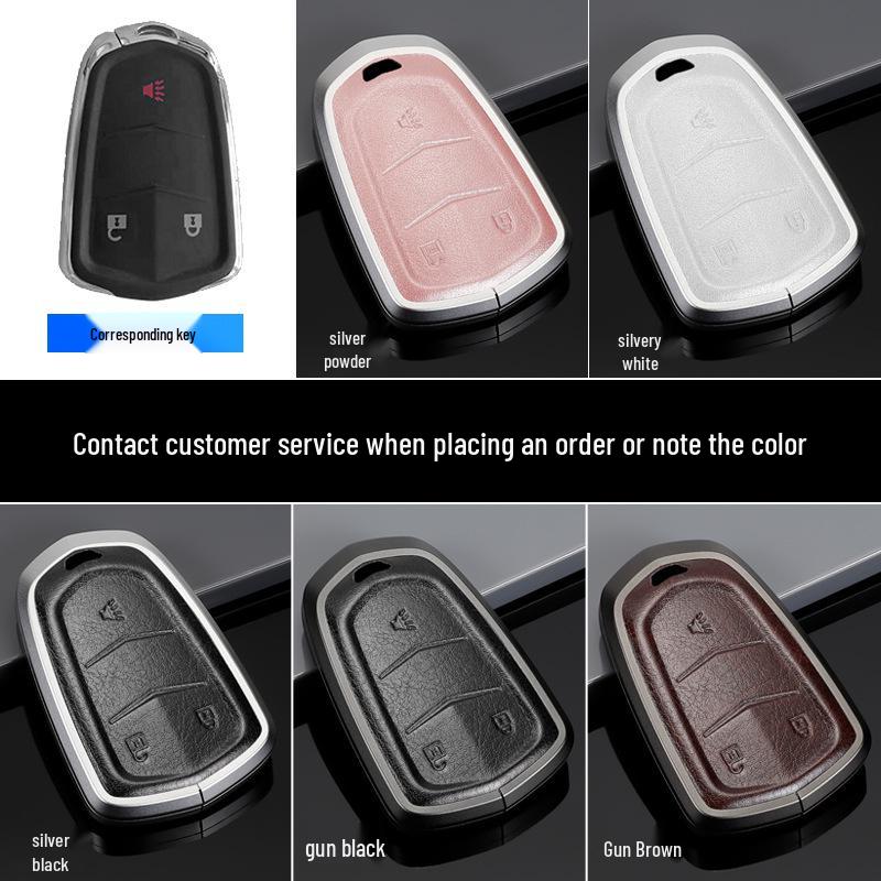 Genuine Leather Key Case for Cadillac XT5, CT5, XTS Key Fob - Unisex Design with Buckle