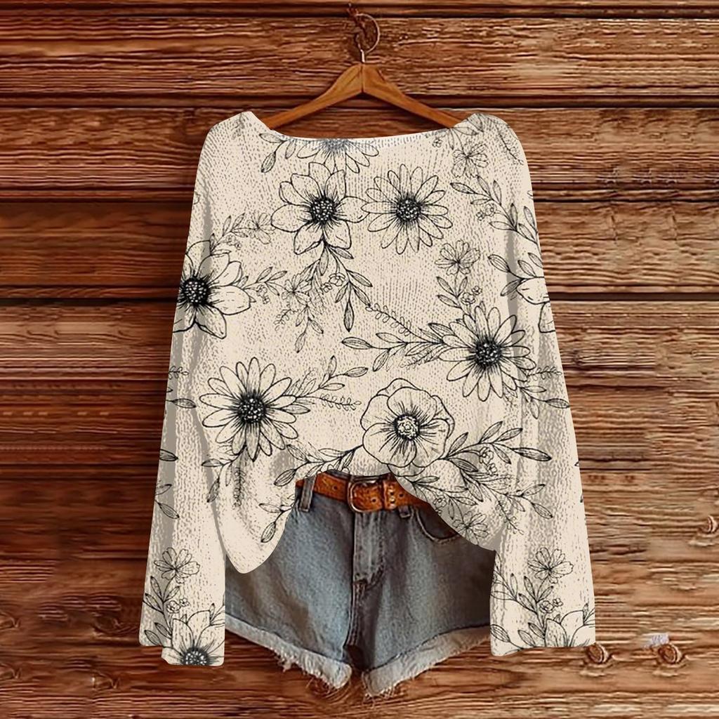 Women's Round Neck Lightweight Sweater Casual Long Sleeve Knit Pullover