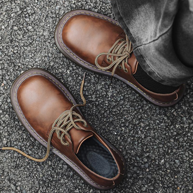 FashionMan Japan Harajuku Korean Office Fashion Business Wedding Leather Shoe Men Black Platform Streetwear Vintage Casual Cargo Shoes