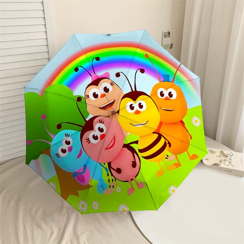 

1PC bee rainbow Automatic Open/Close Umbrella with Windproof, 8-Rib Sturdy Canopy, Durable Ribs, Fashionable Design,1236a