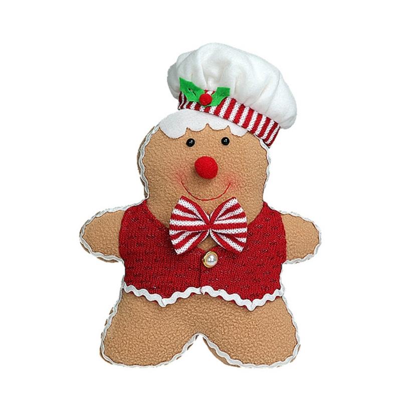 Holiday Polyester Gingerbreads Doll Decorative Pillow With Polyester Filling for Winter Comfort
