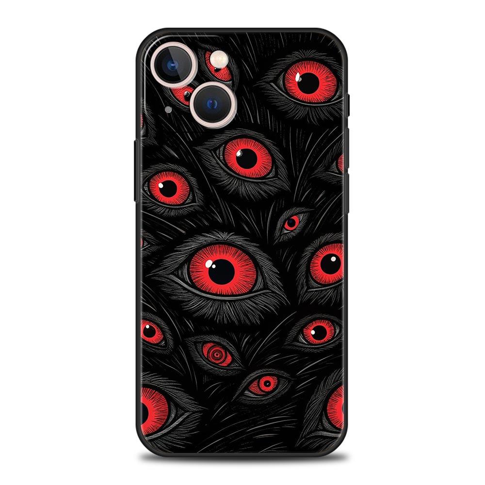 Scary Devil Eye Pattern Phone Case For iPhone 17 Air 16 Plus 13 15 14 12 11 Pro MAX 7 8 SE Soft TPU Shockproof Cover Funda