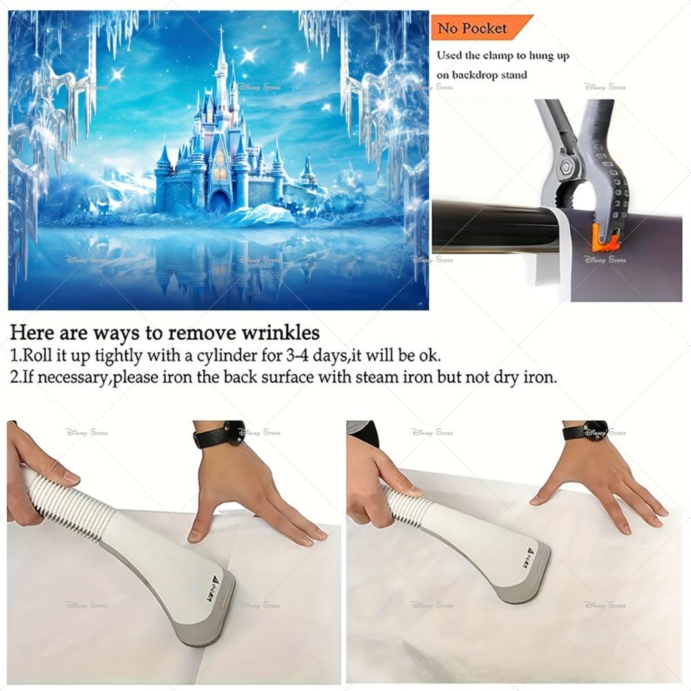 Magical Frozen Ice Princess Castle Backdrop Winter Wonderland Design Christmas Girls Birthday Party Photo Background Supplies