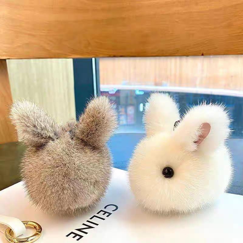 [BetterJonny] Plush Keychain Cute Animal Pendant Bag Pendant Key Chain Hanging Decoration Present Cute Gift for Partner Friend Family White Blue Pink