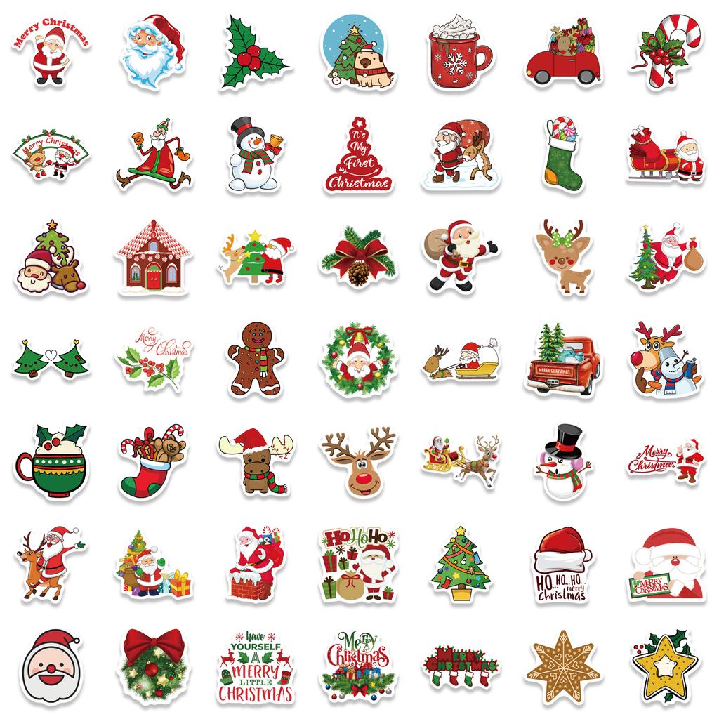 100 New Christmas Graffiti Stickers Decorate Car Window Suitcase Guitar DIY Waterproof Holiday Stickers