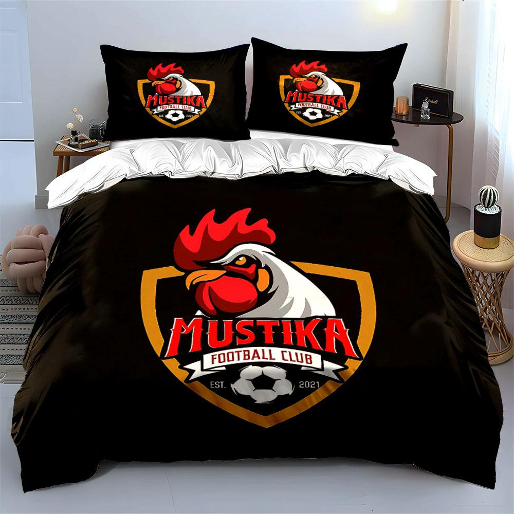 Mustika Football Club Design Bedding Duvet Cover Set Duvet Cover Pillowcases (1 * Duvet Cover 2 * Pillowcases, Without Duvet Insert)