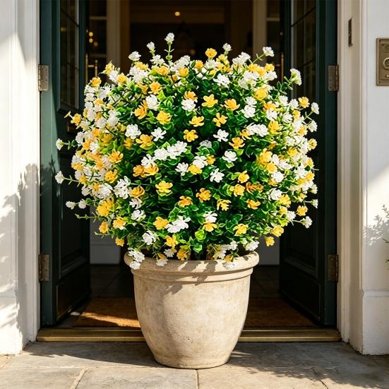 Artificial Camellia Topiary Ball Trees UV Resistant Faux Camellia Shrubs with Stake Realistic Fake Plants Bushes for Front Door Farmhouse Porch Garden