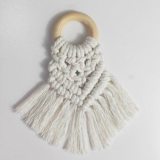 Napkin Ring Boho Style Cotton Rope Solid Wood Ring Tassel Decor Dinner Ring Handwoven Table Decoration