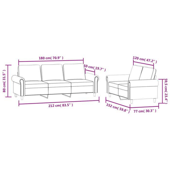VidaXL Ensemble de Canapés avec Coussins 2 pcs, Canapés avec Accoudoirs et Dossier, Ensemble de Meubles, Mobilier de Salon, 3202255