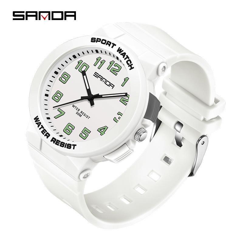 Sanda Trendy Luminous Waterproof Quartz Watch for Teens - Simple, Versatile Pointer Style.
