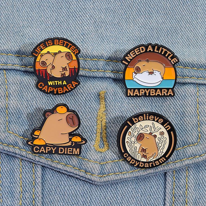 Wierzę Capybariam Emaliowana przypinka Emaliowana przypinka Urocza kapibara Capy Diem Broszki ze zwierzętami Przypinka do klapy Kreskówkowa biżuteria Prezenty dla przyjaciół