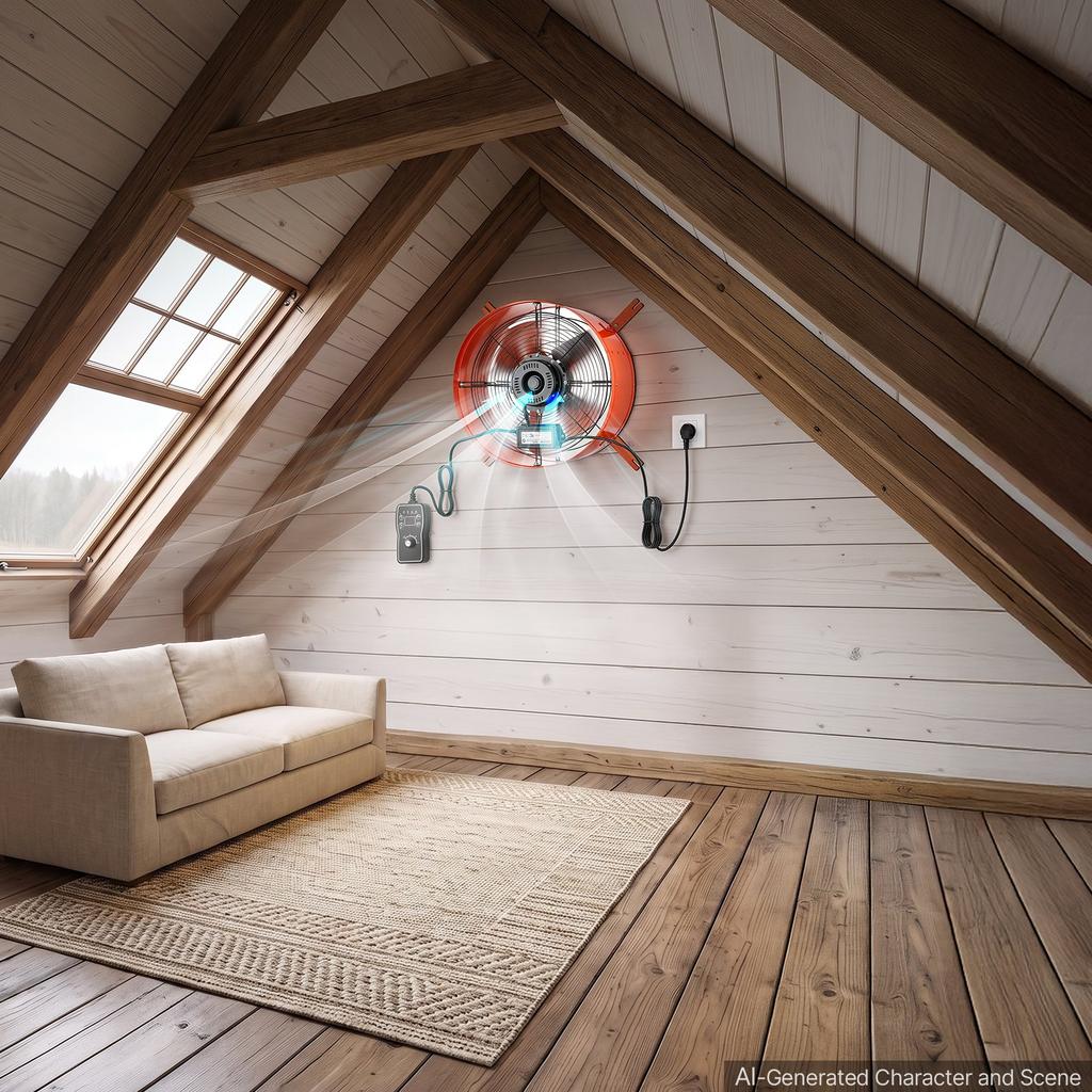 VEVOR Gable Mount Fan, 40.6 cm Attic Vent Exhaust Fan 1945 CFM Thermostat, Cooling and Ventilation for Home, Garage, Warehouse, Workshop