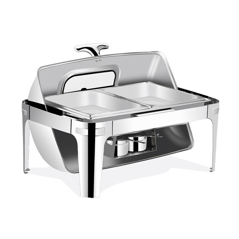 6L/9L Large Capacity Visible Dining Stove Stainless Steel Buffet Stove Alcohol Stove Hotel Restaurant Flip Cover Insulated Stove