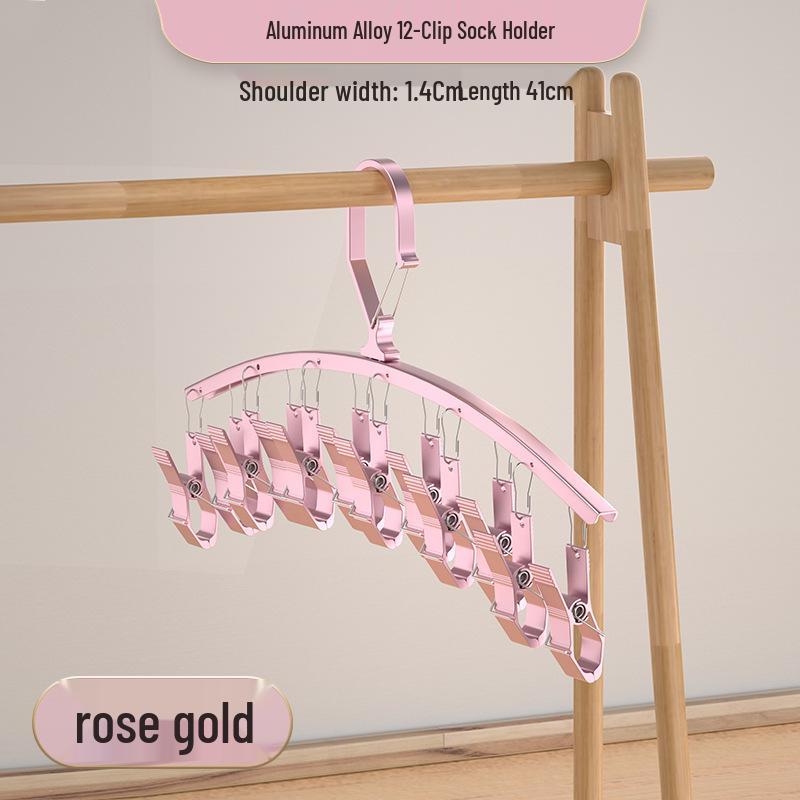 Windproof Aluminum Alloy Multi-Clip Clothes Rack for Home and Balcony Drying