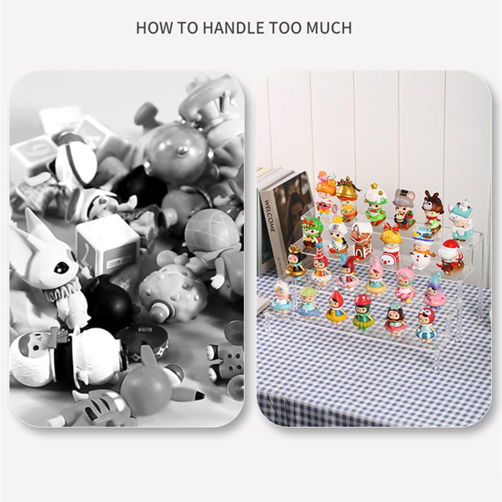 Acrylic Clear Display Risers Stand Perfume Organizer 1-4 Tier Doll Cupcake Rack Pop Figures Transparent Blind Box Storage Shelf