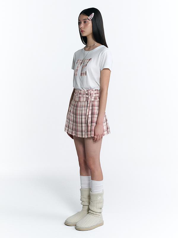 KIRSH Cheek Check 72 Patchwork T-Shirt [White]