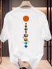 Vertical Solar System Planets Back Print T Shirt Astronomy Space Graphic Oversized Casual Cotton Men Women Tee