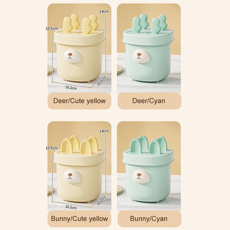 Fryseboks 4 rom Iskremform Matkvalitet Tegneserieform Isgitterlagerboks Gjenbrukbare Runde Ispinnformer Is DIY