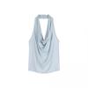 Temperament blue swinging collar neck sling vest women's summer slim spice girl design sense sleeveless backless top outer wear