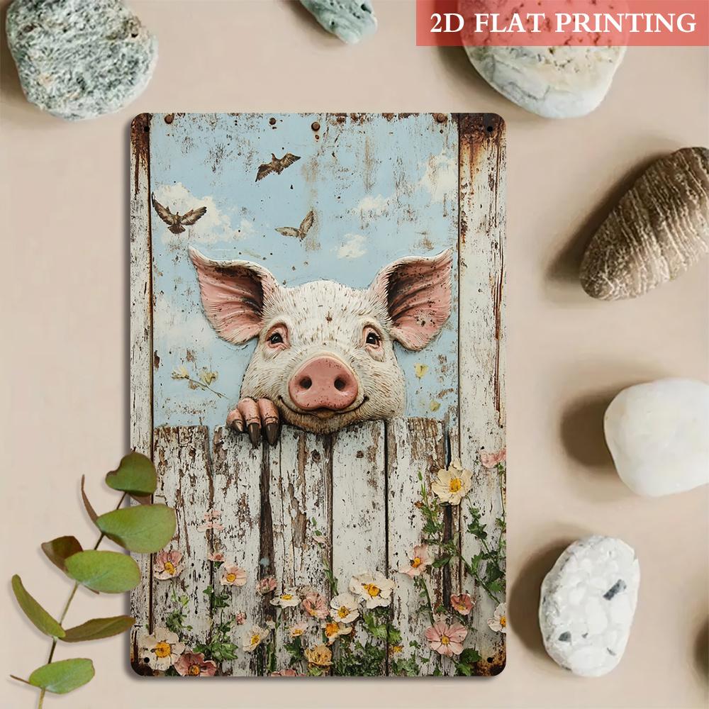 D Flat Pc Vintage Metal Decoration Plate LIKE A GOOD NEIGHBOR SAY OVER THERE Large X Inch (xcm) Rustic Far