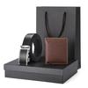 Men's Business Gift Set: Cowhide Wallet with Automatic Buckle Belt