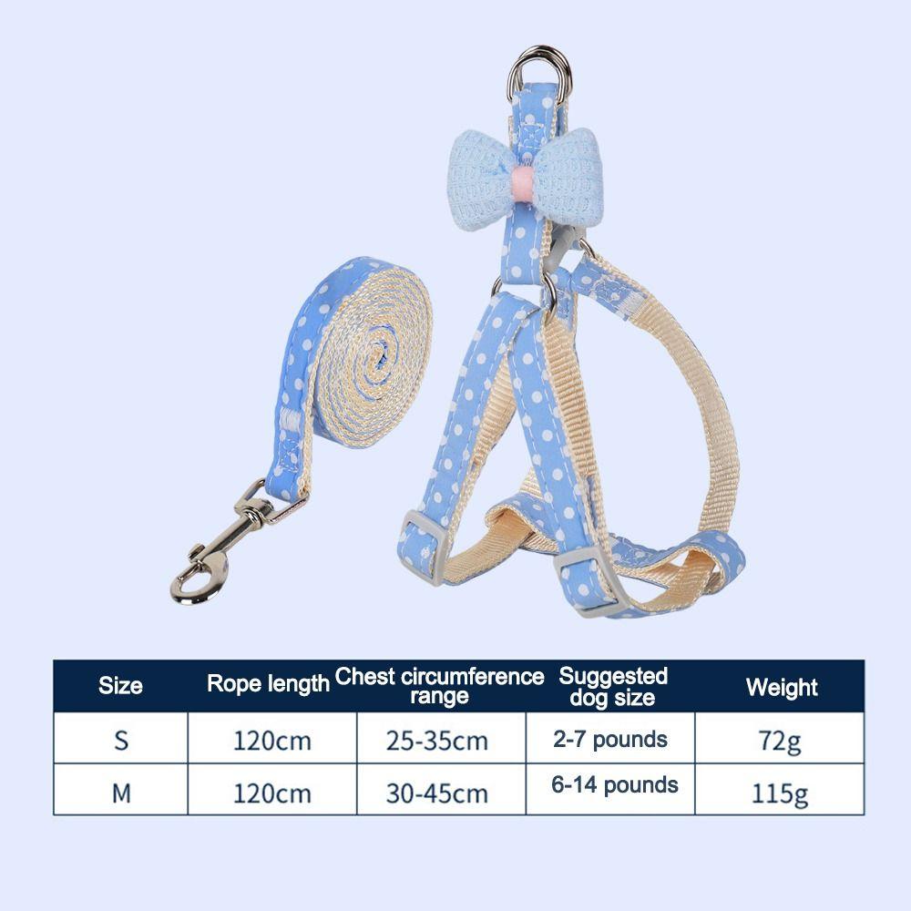 Durable Bow Dog Harness Breathable Anti Break Dog Chest Walking Cat Harness for Samll Medium Large Dogs