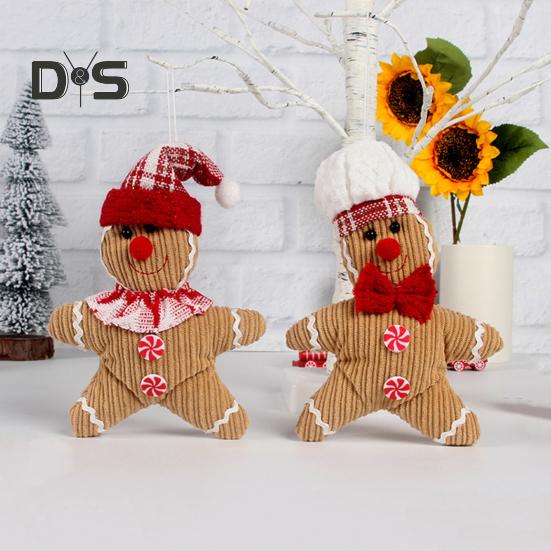 1/2Pcs Christmas Gingerbread Man Doll Plush Stuffed Doll Toy Gingerbread Pendant Christmas Tree Hanging Decorations for Fireplace Display