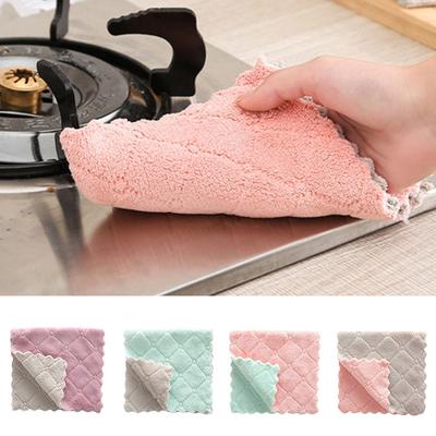 4PC Nonstick Oil Coral Velvet Hanging Hand Towels Kitchen Dishclout