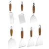 Flat Shovel Stainless Steel Slotted Spatula with Wooden Handle Heavy-Duty Turner for Steak Pancakes BBQ Heat-Resistant Essential Kitchen Tool