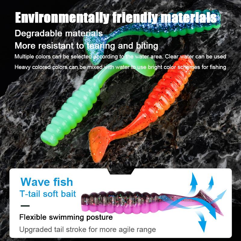 Wave Fish T-Tail Road Runner Soft Bait Spinnerbait Soft Worm Mini Root Fishing Reel Tail