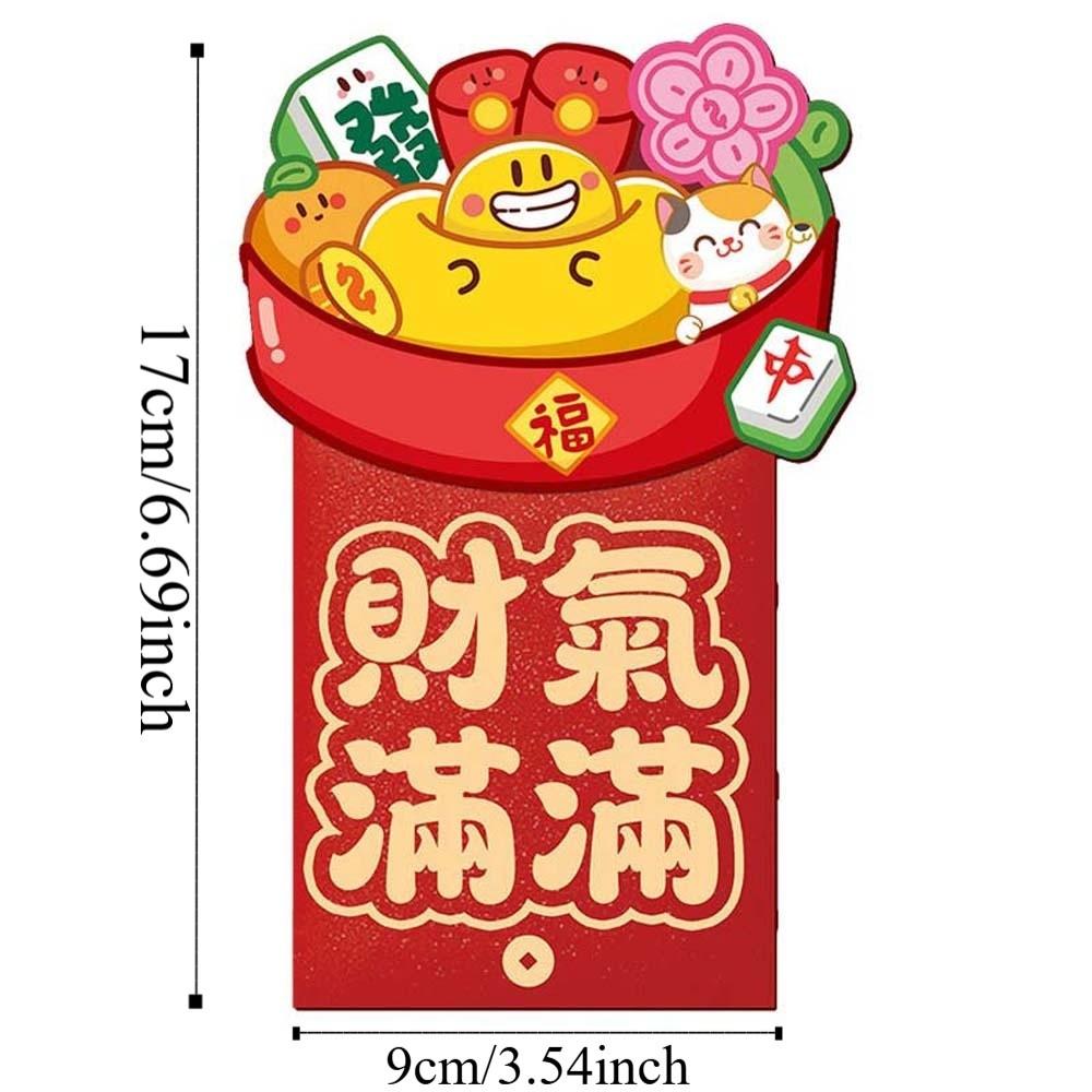 6pcs Year of The Horse Children's Money Bag Cartoon God of Wealth Red Pocket  Birthday