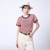 RAIN.CUN Women's Red Stripe Knit T-Shirt