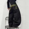 American Retro Washed Star Letter Printed Jeans Men's Street Trendy Brand Wide F Wind Wide Leg Straight Jeans