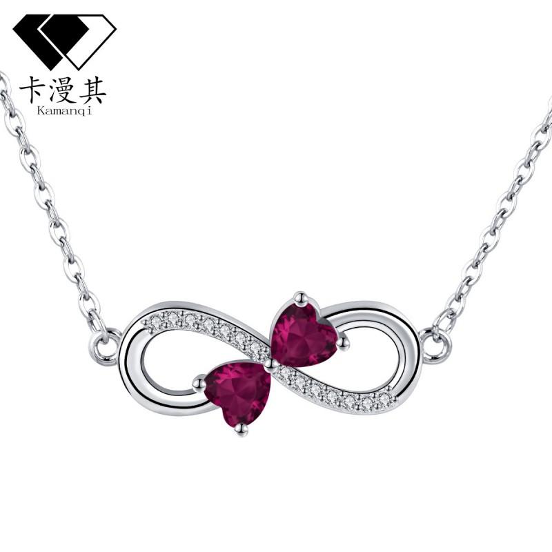 Tone Infinity Symbol Pendant Necklace Women Crystal Inlaid Copper Chain Fashion Casual Jewelry Silver