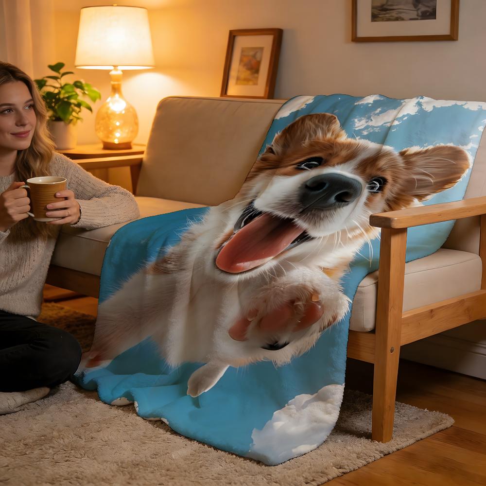

Throw High-Density Short Plush Blanket For Sofa Nap Air-Conditioned Room Soft Skin-Friendly Dog 75x90cm