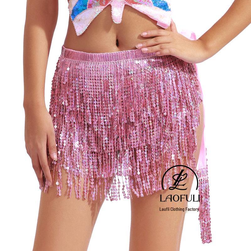 Bohemian Sequin Tassel Hip Scarf for Halloween Belly Dance Performance