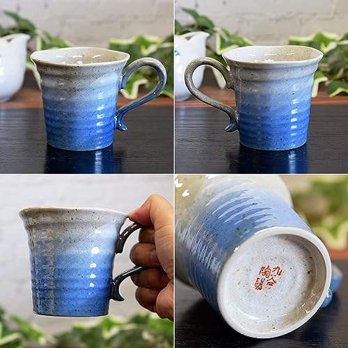 Waza no Kura Stilfull Mugg i Kutani-porslin, Glaserad Blå, Lyxmärke, Tillverkad i Japan, Födelsedagspresent