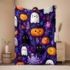 Halloween Blanket - Soft Polyester Flannel Throw with Cute Ghosts, Pumpkins Decor for Bed, Sofa, Camping - Machine Washable