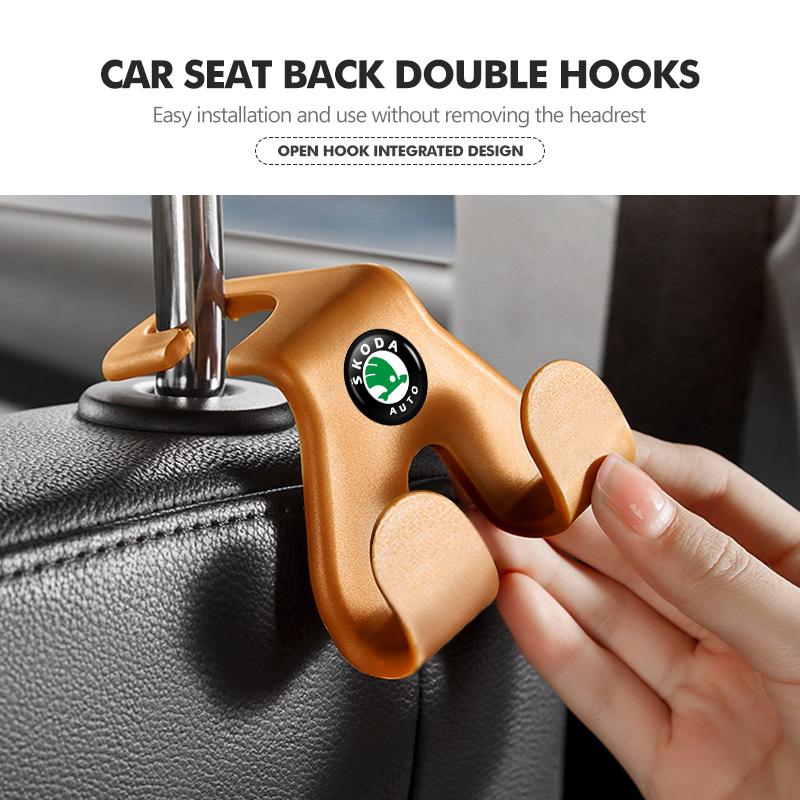 AAABR1 ABS Car Headrest Hook Rear Seat Back Hooks Hanger Interior Accessoies For Skoda Octavia A5 A7 RS Fabia Superb Rapid Karoq